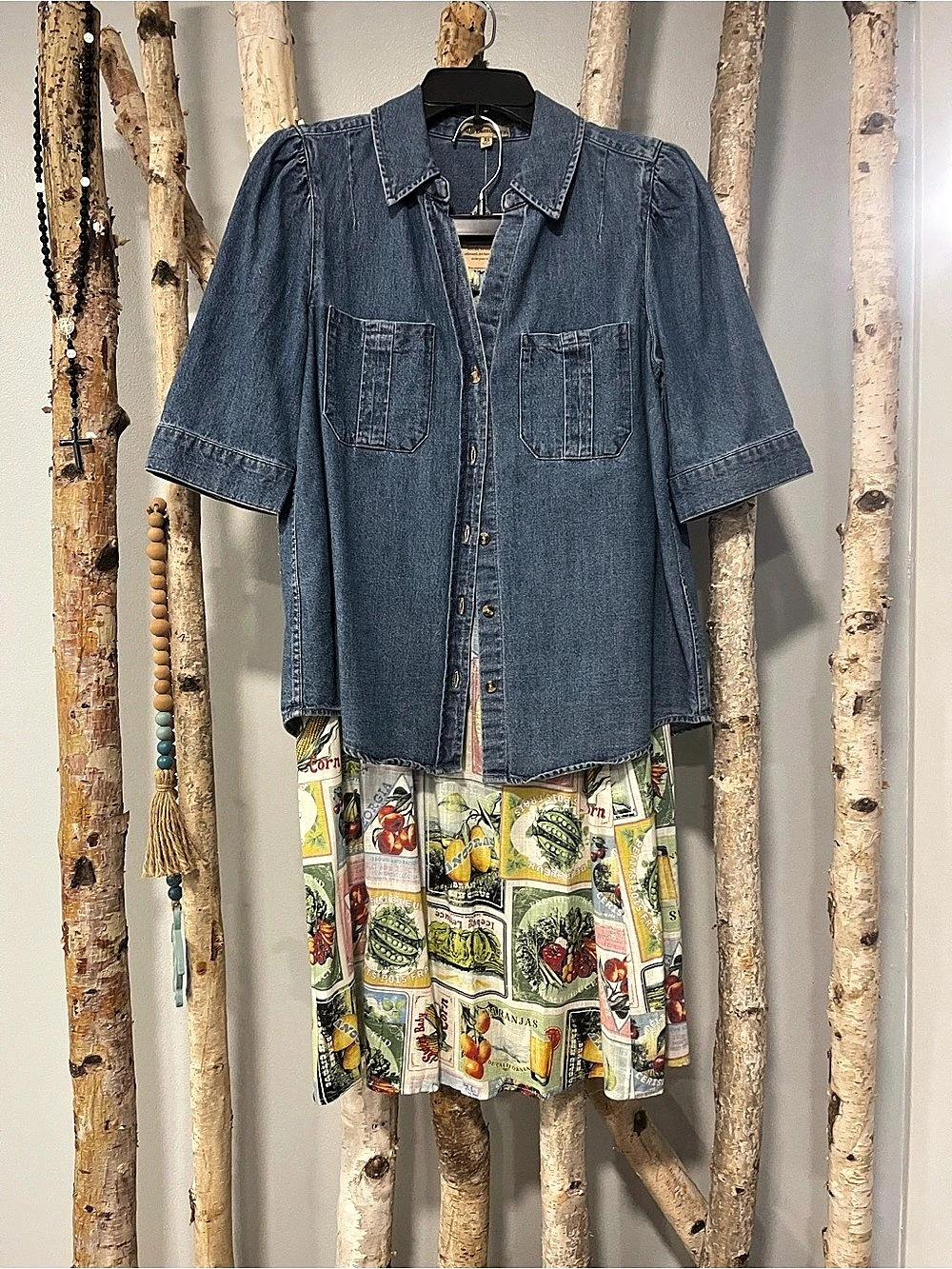 Democracy Jean Jacket and DR 2 Midi Skirt Set in Blue & Multicolor